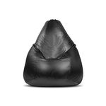 Bean Bang - Bean Bag Filled with Beans (Faux Leather) (XXXXXL, Black)