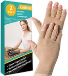 2 Pairs Arthritis Gloves Fingerless Compression Gloves for Relieve Rheumatoid Arthritis, Osteoarthritis, Carpal Tunnel, Joint Pain for Women and Men to Daily Work (Coffee, Medium)