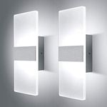 Lightess Up Down Wall Light Dimmable 12W Modern Wall Sconce Acrylic LED Wall Lamp for Hallway Bedroom Corridor, Cool White, HS521-3, 2 Pack