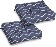 Classic Accessories Water-Resistant Square Patio Seat Cushions, 19 x 19 x 5 Inch, 2 Pack, Navy Chevron, Outdoor Seat Cushions