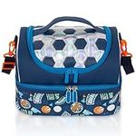 Kids Double Decker Cooler Insulated Lunch Bag Large Tote for Boys, Girls, Men, Women, with Adjustable Strap, Soccer