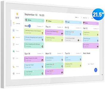 Digital Calendar, 21.5 Inch Electronic Calendar & Chore Chart, Smart Family Organizer with Interactive Touchscreen Display, Wall Mount or Desk Mount in Portrait or Landscape
