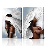 NutArtPic Angel Wall Art Canvas Woman with Angel Wings Painting Prints African American Girl Pictures Angel Girl Artwork for Home Living Room Bedroom Decor (Large)