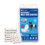 Pet Soft Dog Nappies Male- 20 Counts Disposable Male Dog Wraps, Super Absorbent Male Puppy Dog Diapers Incontinence Nappy Wraps with Wetness Indicator (S-20 Count)