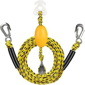 Cyberoctopus Boat Tow Harness for Tubing, 5000lbs Heavy Duty, 360° Swivel Pulley, Floating Design, 304 Stainless Steel Hooks (1.1in), 17ft & 24ft (24FT-M32PULLEY)