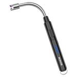 RONXS Lighter, Candle Lighter, Electric Lighter with Multi-Protect Safety Systems, Plastic Rechargeable Lighter USB Battery Indicator Hanging Hook for Candle Grill BBQ Home Outdoor