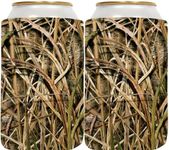 QualityPerfection Can Cooler Sleeves (2 Unit) 12 oz Neoprene Blank Beer Coolers Thick Fabric Tall Beer Collapsible Drink Coolies, Thermocoolers 12 ounce Tall Boy Can Coolie (Grass Shadow Camo)