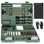 TacSnake Gun Cleaning Kit Universal Supplies for Hunting Rifle Handgun Shot Gun Cleaning Kit for All Guns with Case, Cleaning Mat, and Gloves (Plastic(Green Case))