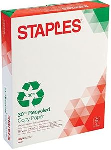 Staples 492071 30% Recycled 8.5-Inch X 11-Inch Copy Paper 20 Lbs 92 Brightness 500/Rm