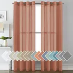 H.VERSAILTEX Linen Curtains Natural Linen Blended Curtain Panels for Living Room/Light Reducing Linen Semi Sheer Curtains 2 Panels Set Nickel Grommet Window Panels (52x84 Inch, Terracotta)