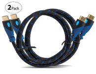 MutecPower Premium High Speed HDMI Cable With Ethernet "2 PACK" (1M) - Supports 3D 4K & Audio Return Channel – 1 Meter- 2 Pack