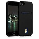 kwmobile Case Compatible with Apple iPhone SE (2022) / iPhone SE (2020) / iPhone 8 / iPhone 7 - Soft TPU Phone Cover with Card Holder and Silicone Finish - Black