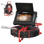 ESANHAO Sewer Camera with 7" IPS Screen, DVR & Audio Recorder, Drain Pipe Inspection Camera with 5MM Cable & Meter Marker, 12 LED Lights HD Waterproof Plumbing Endoscope, 32GB Card (7''-23MM/100FT)