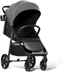 Mompush Nova Baby Stroller, Spacious Seat & Lie-Flat Mode, Toddler Stroller with Large UPF 50+ Canopy, Compact Folding with One Hand, Infant Stroller for Birth to 50 LB