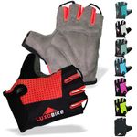 LuxoBike Cycling Gloves Bicycle Gloves Bicycling Gloves Mountain Bike Gloves – Anti Slip Shock Absorbing Padded Breathable Half Finger Short Sports Gloves Accessories for Men/Women