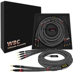 WORLDS BEST CABLES 8 Foot Ultimate - 7 AWG - Ultra-Pure OFC – Extra Premium Audiophile HiFi Bi-Wire Speaker Cable Pair with Eminence Gold Banana Plugs & Carbon Tweed Jacket