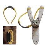 Magic Wood Hand-Carved Wooden Animal Slingshot for Kids (Wolf-Birch Bark)