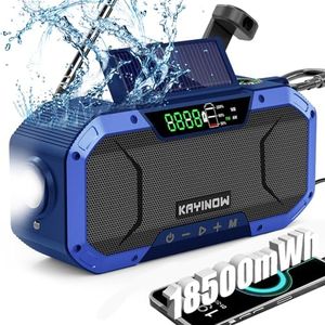 Emergency Radio Hand Crank Solar,Portable AM FM NOAA Weather Digital Radio,Waterproof Camping Rechargeable Radio with 5000mAh Battery Power,Cell Phone Charger,Flashlight,Reading Lamp,Outdoor Survival