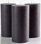 Set of 3 Charcoal Pillar Candles 7,5 x 15 cmBlack Dark Grey Gray Unscented Dripless for Weddings Home Decoration Relaxation Spa Church