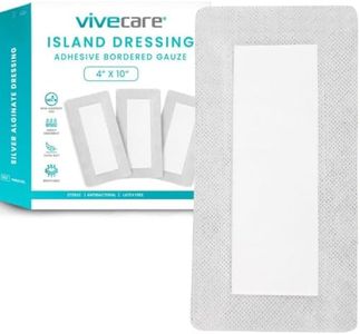 Vive Care Adhesive Border Gauze 4"x10 (15pcs) - Bordered Non-Stick Island Dressing - Absorbent Wound Care Dressing - Breathable Sterile Bed Sore Bandage - Individually Wrapped Non-Woven Pad for Ulcers