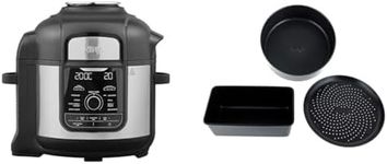 Ninja Foodi MAX Multi-Cooker [OP500UK], 9-in-1, 7.5L, Electric Pressure Cooker and Air Fryer & Non-Stick Loaf Tin, Cake Tin & Crisper Tray Bakeware Set