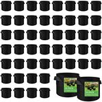 50 Pack Vegetable Grow Bags, Gardening Plant Growing Bags Breathable Non-woven Fabric Plant Pots with Handles Indoor & Outdoor Grow Containers for Vegetable/Flower/Plant/Fruits, 10 Gallon(Black)