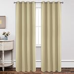 Joydeco Blackout Curtains 95 Inch Length 2 Panels Set, Thermal Insulated Long Curtains& Drapes 2 Burg, Room Darkening Grommet Curtains for Living Room Bedroom Window (W52 x L95 Inch, Beige)