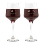 Personalised Wedding Wine Glasses/Engraved Mr and Mrs Wine Glasses Set Of 2 / Wedding Presents For Bride And Groom/Personalised Wedding Gift for Couple