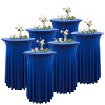 6 Pack Royal Blue Round High Top Highboy Cocktail Table Cloth 32×43 Inch, Wrinkle Free Stretch Spandex Cocktail Tablecloths Table Cover with Wavy for Cocktail Party Bar Wedding Banquet Event