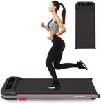 Under Desk Treadmill for Home Office Walking Pad Jogging Running Ultra Flat Slim Under Desk Fitness Workout Remote Control, LCD WALDEN F2200 (UK), Black/Red