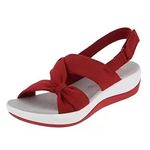 LIRU Women's Dr.Care Orthopedic Arch Support Reduces Pain Comfy Sandal, Orthopedic Sandals for Women Arch Support, Comfortable Good Arch Support Strappy Walking Sandals for Women (Red, 4)