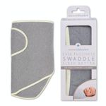 Miracle Blanket Baby Sleep Wearable Swaddle Wrap for Newborn Infant Boy or Girl 0-3 Months, Grey with Yellow Trim