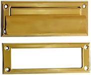 QCAA Soild Brass Mail Slot, with Solid Brass Interior Frame, 8-7/8''X2-7/8" Polished Brass 1 Pack, Made in Taiwan