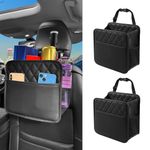 Witaxima Upgrade Car Seat Organizer Backseat with Storage Pockets Multipurpose Car Organizer Hanging Car Trash Bag Can Premium PU Leather Garbage Can 2.14 Gallon Black (Black 2 Pack Large)