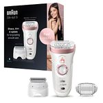 Braun Silk-epil 9 9-720, Epilator for women,Women Shaver & Trimmer, Cordless Wet & Dry Epilation for long lasting hair removal & smooth skin with Sensosmart technology, Less Pain, Waterproof