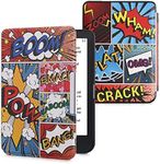 kwmobile Case Compatible with Kobo Clara HD Case - PU Cover w/Strap - Comic Book Symbols Multicolor