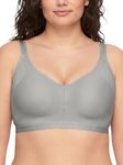 Warner's Women's Easy Does It Underarm Smoothing with Seamless Stretch Wireless Lightly Lined Comfort Bra Rm3911a, Grey Heather, Small