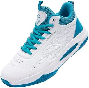 Beita High Upper Basketball Shoes for Men Sneakers Breathable Sports Shoes Anti Slip, White Blue, 9