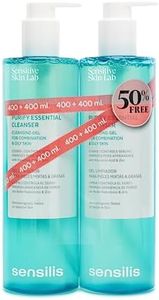 Sensilis - Purify Essential Cleanser, Gel Limpiador Purificante y Matificante, Regula los Niveles de Sebo, con Ácido Hialurónico y Zinc, para Pieles Mixtas y Grasas - 2 x 400 ml
