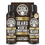 Viking Revolution - Beard Shampoo And Conditioner - Natural Beard Wash & Beard Conditioner With Argan & Jojoba Oils - Softens & Strengthens - Gifts For Men - Sweet Tobacco - 2 x 150 ml