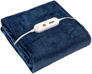 Tefici Electric Heated Blanket Twin,Super Cozy Soft 2-Layer Flannel 62" x 84" Heated Twin Size with 3 Fast Heating Levels & 8 Hours Auto Off, Machine Washable, ETL&FCC Certified, Home Office Use, Blue
