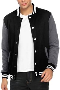 COOFANDY Men's Baseball Letterman Jacket Unisex Varsity Jacket Casual Jacket Slim Fit Coat