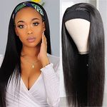 Feibin Headband Wig Human Hair Wigs for Black Women Human Hair Silky Straight 16 Inch Glueless Human Hair Wig Brazilian Virgin Hair Wear and Go Wig Machine Made None Lace Front Wig Natural Color 150% Density