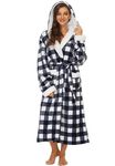 Devirld Plush Robes Fleece Womens Robe, Fuzzy Fluffy Women's Bathrobe Soft Warm Female Bathrobes Long