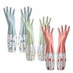 3 Pair of Dishwashing Gloves, XIACIBDUS Cleaning Kitchen Gloves, Reuseable Rubber Latex-Free Waterproof Household Gloves for Pet Care, Cleaning, Working, Painting, Gardening