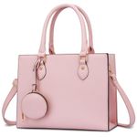 KKXIU Purses and Handbags for Women Vegan Leather Tote Shoulder Bag Ladies Top Handle Satchel with Coin Purse, Pink