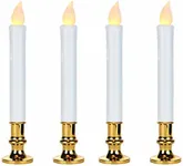 Lily's Home Battery Operated Flameless LED Taper Candles with Timer, Scent and Smoke Free, Safe for Use Around Kids and Pets, Ideal for Holiday Decorations, White (9" Tall, Set of 4)