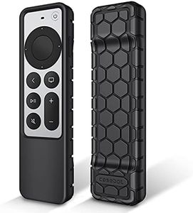 Fintie Protective Case for Apple TV Siri Remote 2021 2022 - Honey Comb Lightweight Anti Slip Shockproof Silicone Cover for Apple TV 4K / HD Siri Remote Controller (2nd Gen / 3rd Gen), Black