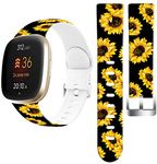 20mm Band Sunflower Silicone & Cisland Cute Women Pattern Print Fashion Slim Compatible with Samsung Galaxy Watch 4 Classic Active 2 40mm/42mm/44mm/46mm 20mm Small + Sunflower Sun Flower Floral