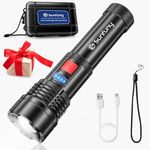 Flashlight, USB Rechargeable Tactical LED Flashlights, Pocket LED Torch 1500Lumens with 5 Modes, Zoomable IPX6 Waterproof Flash Light for Outdoor